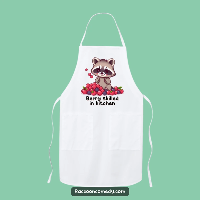 Funny Raccoon Berry Juggling Apron: Cook with Charm and Woodland Flair
