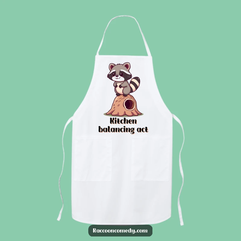 Funny Kawaii Raccoon Balance Apron: Cook with Confidence (and a Little Wobble!)