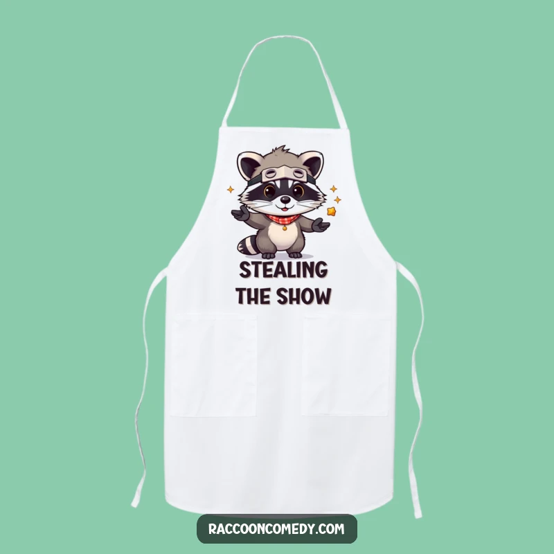 Funny Kawaii Raccoon Juggling Apron: Cute Bandit Kitchen Gift
