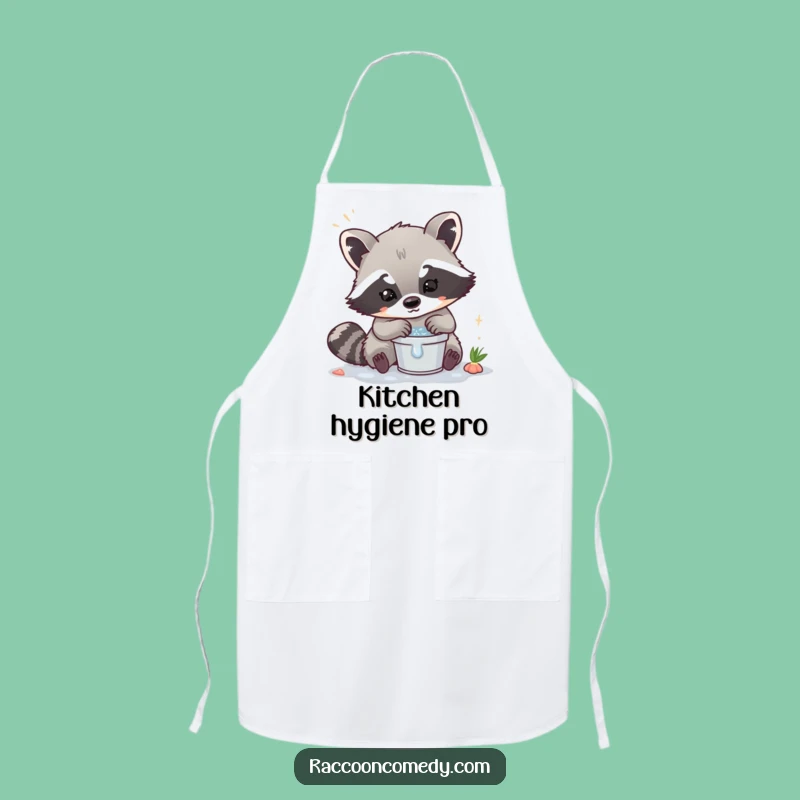 Funny Kawaii Raccoon Washing Apron - Hilarious Kitchen Accessory for Clean Chefs