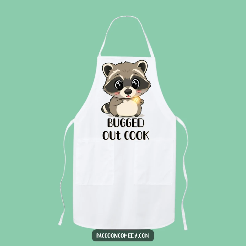 Funny Surprised Raccoon Firefly Apron: Cook with Wonder, Delightful Funny Gift!