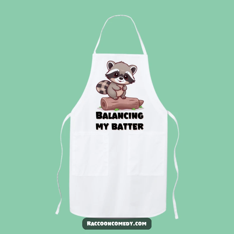 Funny Tiny Raccoon Balancing Log Apron - Cute Kitchen Helper Gift