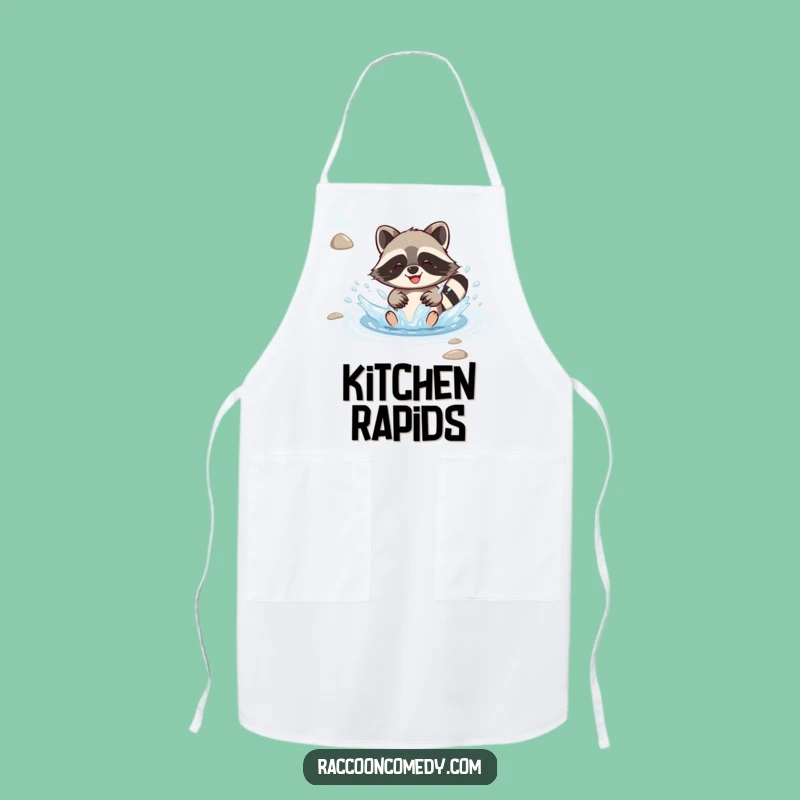 Funny Kawaii Raccoon Apron: Joyful Splash, Humorous Kitchen Wear