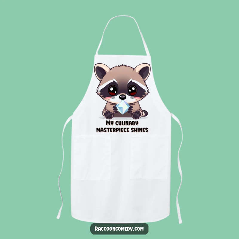 Funny Curious Raccoon Gem Apron: Cook with Fascination and Woodland Charm