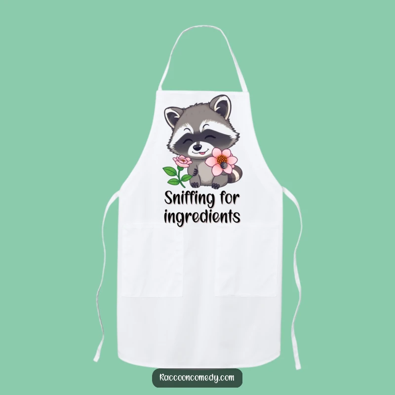 Funny Raccoon Flower Apron - Kitchen Nature Fun, Ideal Funny Gift!