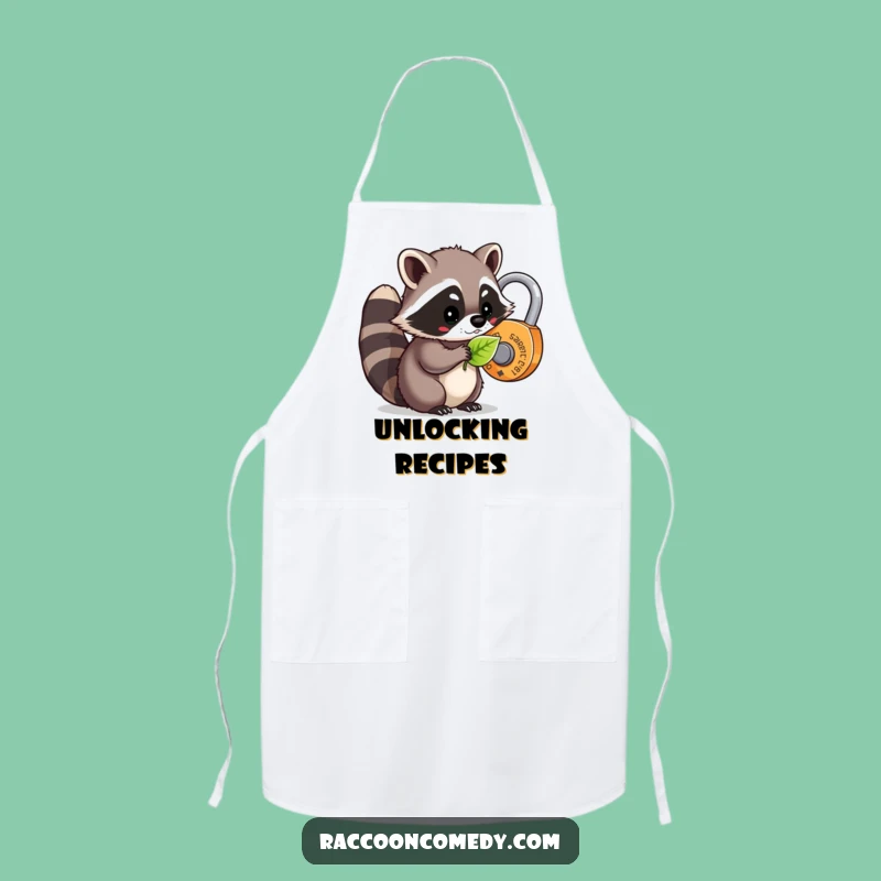 Funny Kawaii Raccoon Leaf Lock Apron: Cook with Nature's Ingenuity and a Smile