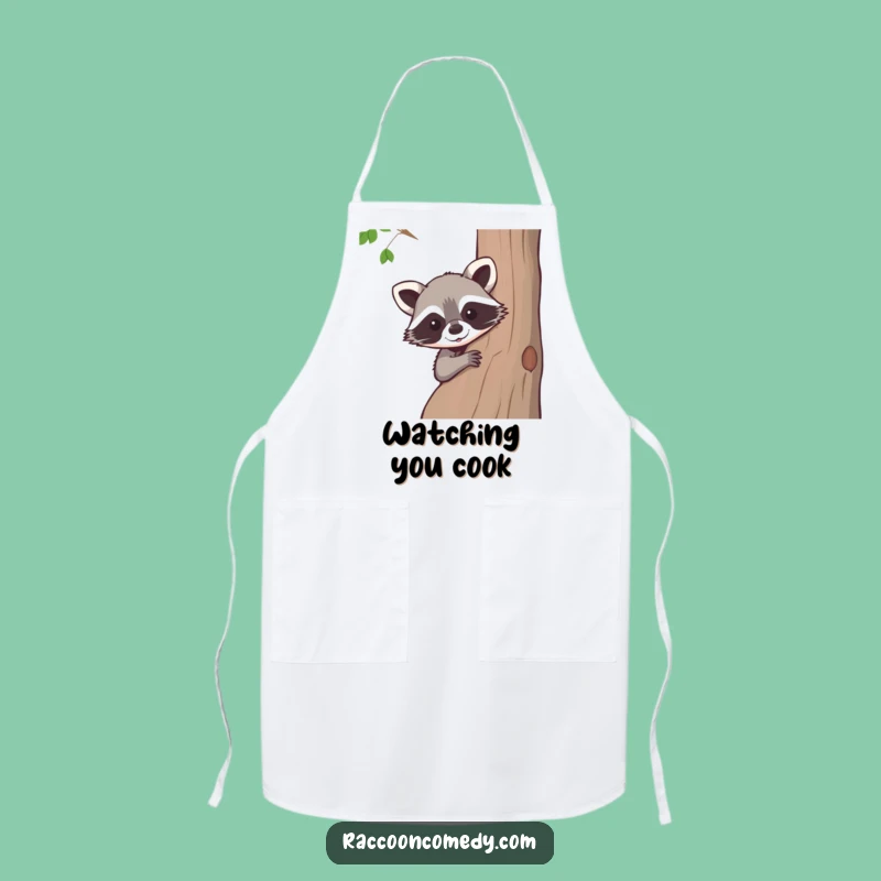 Funny Raccoon Peeking Tree Apron: Kitchen Fun for the Whimsical Chef