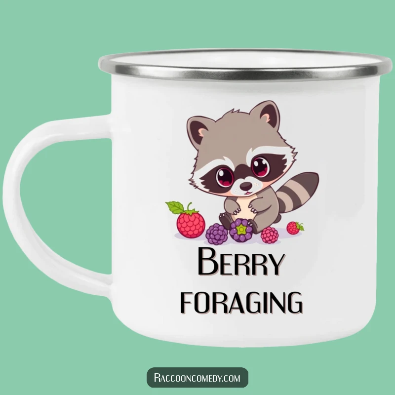 Funny Raccoon Camping Mug: Wide-Eyed Berry Chase, Outdoor Funny Gift