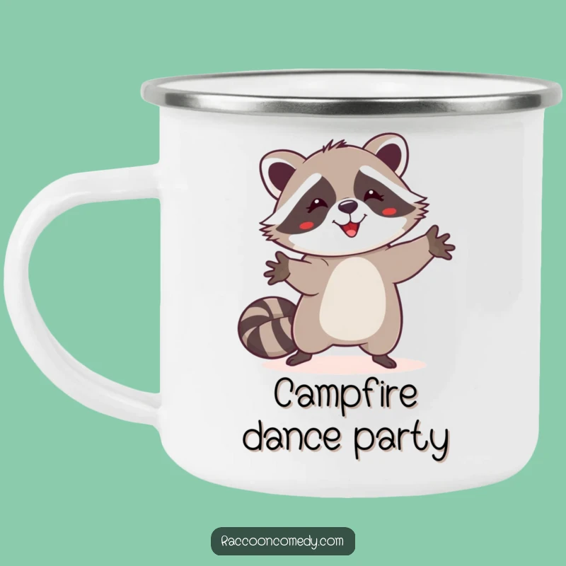 Funny Happy Raccoon Dance Camping Mug, Start Your Adventure with Hilarious Joy