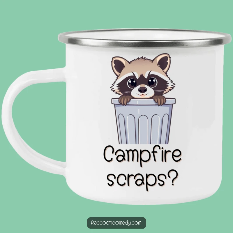 Funny Raccoon Camping Mug: Enamel Curious Trash Panda Peek Design, Rugged and Humorous Funny Gift