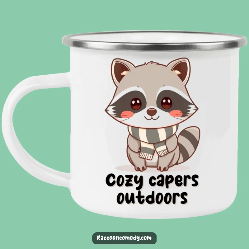Funny Kawaii Raccoon Scarf Camping Mug: Cozy Adventure Style