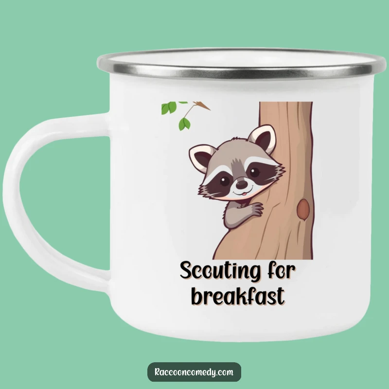 Funny Raccoon Peeking Tree Camping Mug: Adventure-Ready Woodland Humor