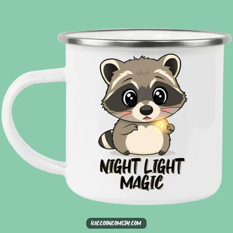 Funny Surprised Raccoon Firefly Camping Mug: Magical Sips, Unique Funny Gift!
