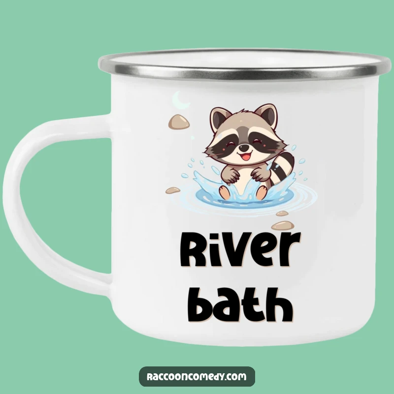Funny Kawaii Raccoon Camping Mug: Joyful Splash, Humorous Outdoor Drinkware
