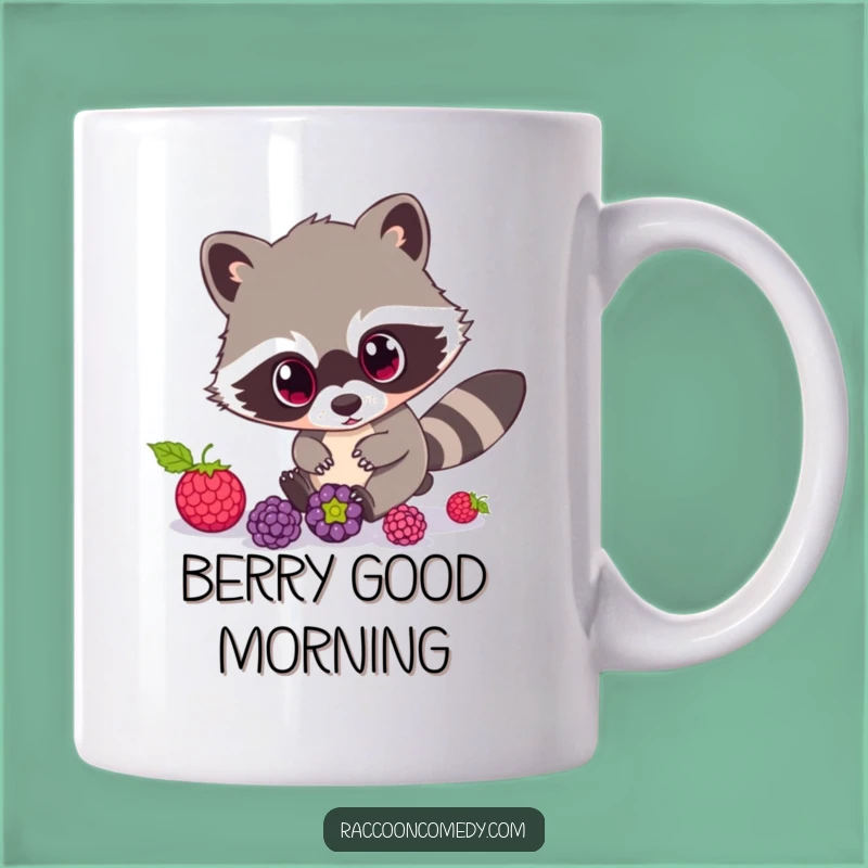 Funny Raccoon Berry Chase Mug: Wide-Eyed Delight, Perfect Hilarious Gift
