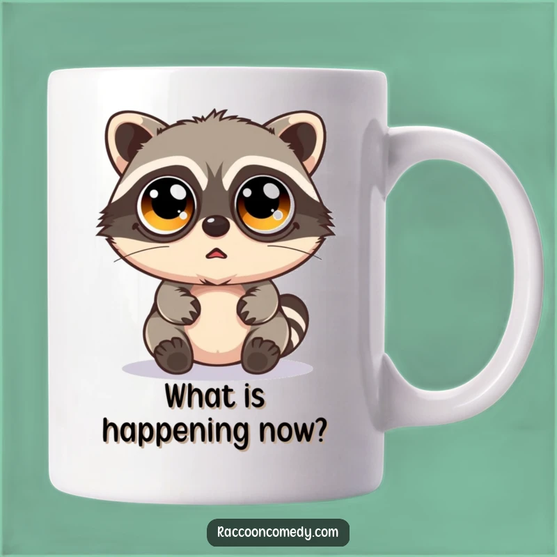 Funny Bewildered Kawaii Raccoon Googly Eyes Mug: Hilarious Gift for Big Eyed Fun