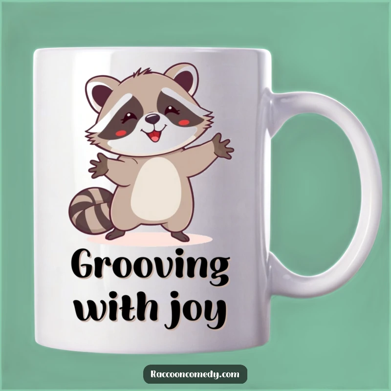 Funny Happy Raccoon Dance Mug, Joyful Gift for a Fun-Loving Friend