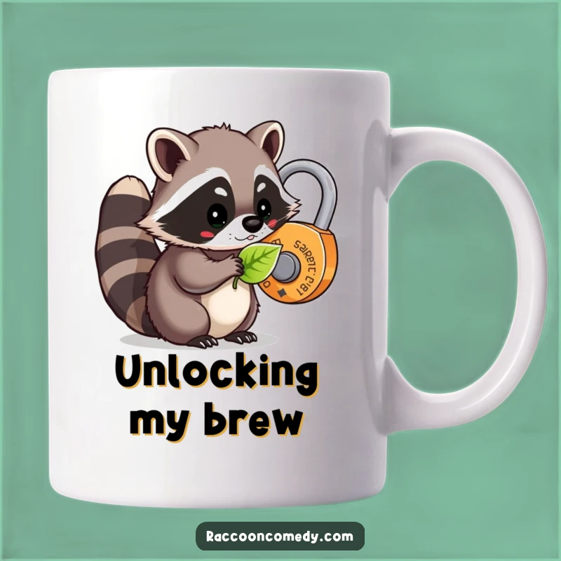Funny Kawaii Raccoon Leaf Lock Mug: Whimsical Humor and a Perfect Gift for Dreamers