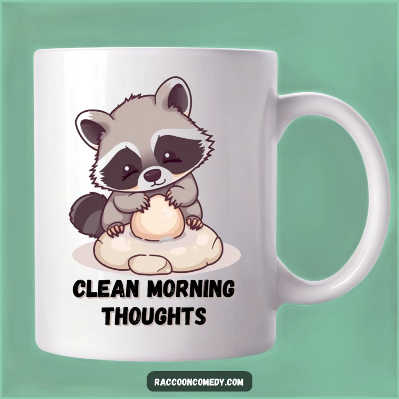 Funny Kawaii Raccoon Mug: Adorable Animal Washing Stone with Playful Charm Gift