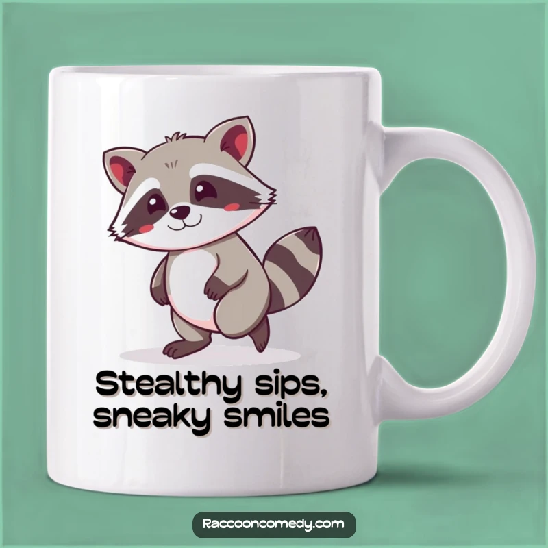 Funny Kawaii Raccoon Tiptoeing Mug: A Hilarious Gift for Mischief Makers