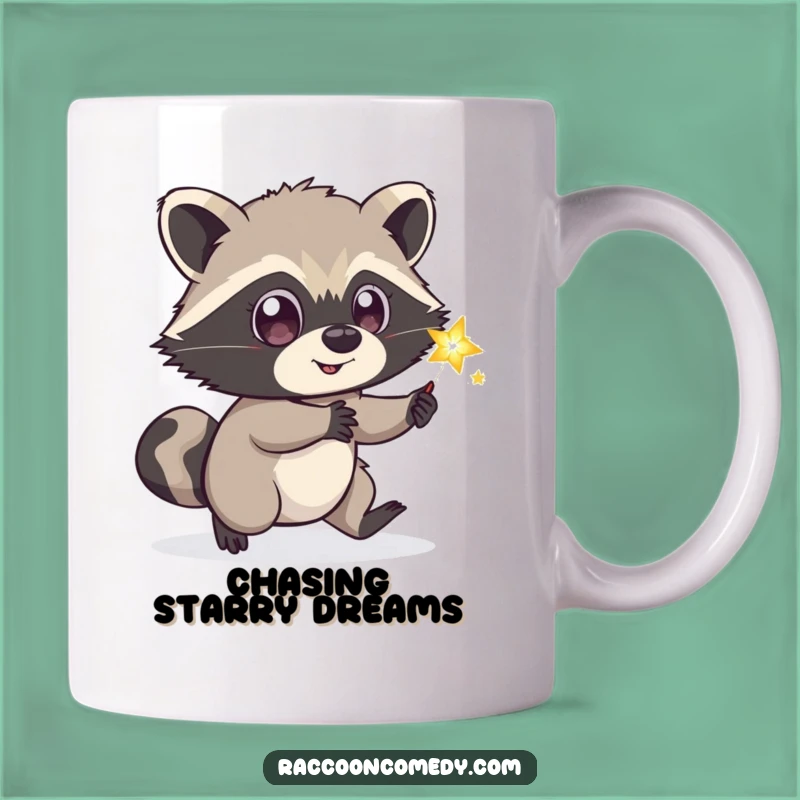 Funny Playful Raccoon Firefly Mug, Magical Gift for Dreamers and Night Owls
