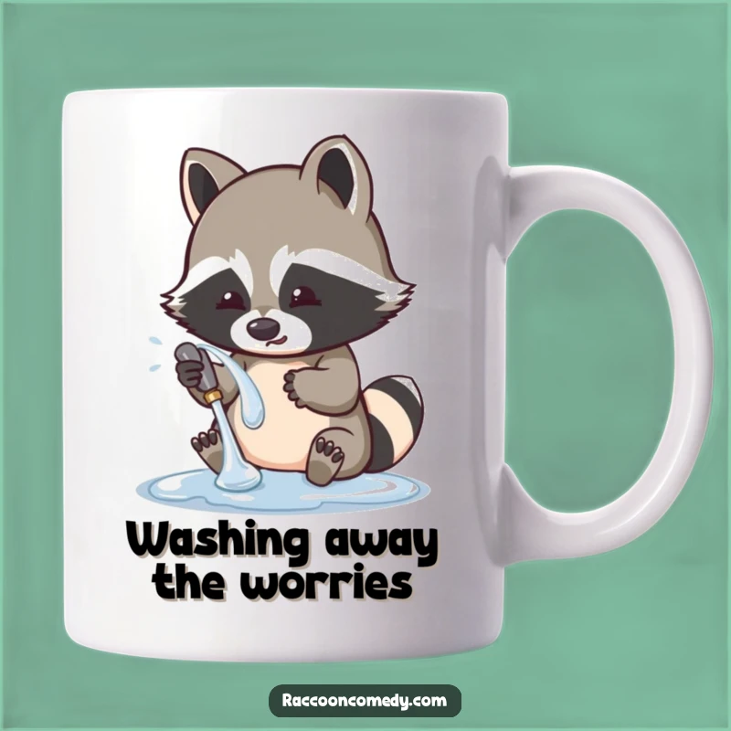 Funny Raccoon Washing Shiny Object Mug: Cute Bandit Design, Perfect Funny Gift for Clean Freaks