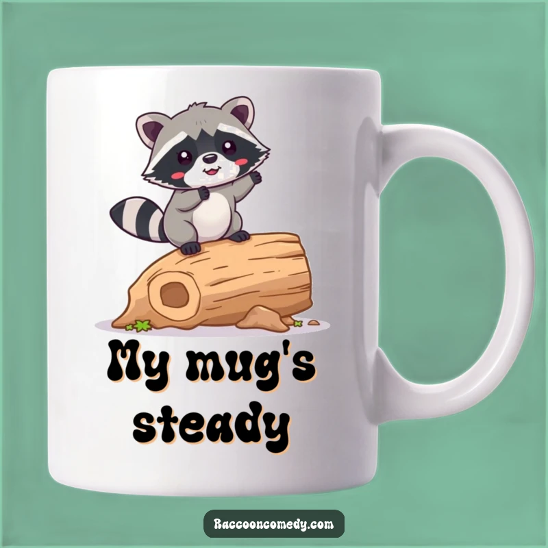 Funny Kawaii Raccoon Balancing Mug: Hilarious Wobble Gift for Fun