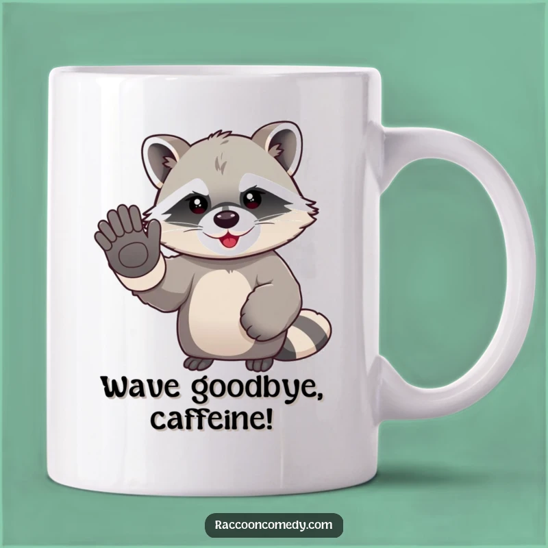 Funny Kawaii Raccoon Waving Mug: Adorable Farewell Humor and a Perfect Gift for Friends