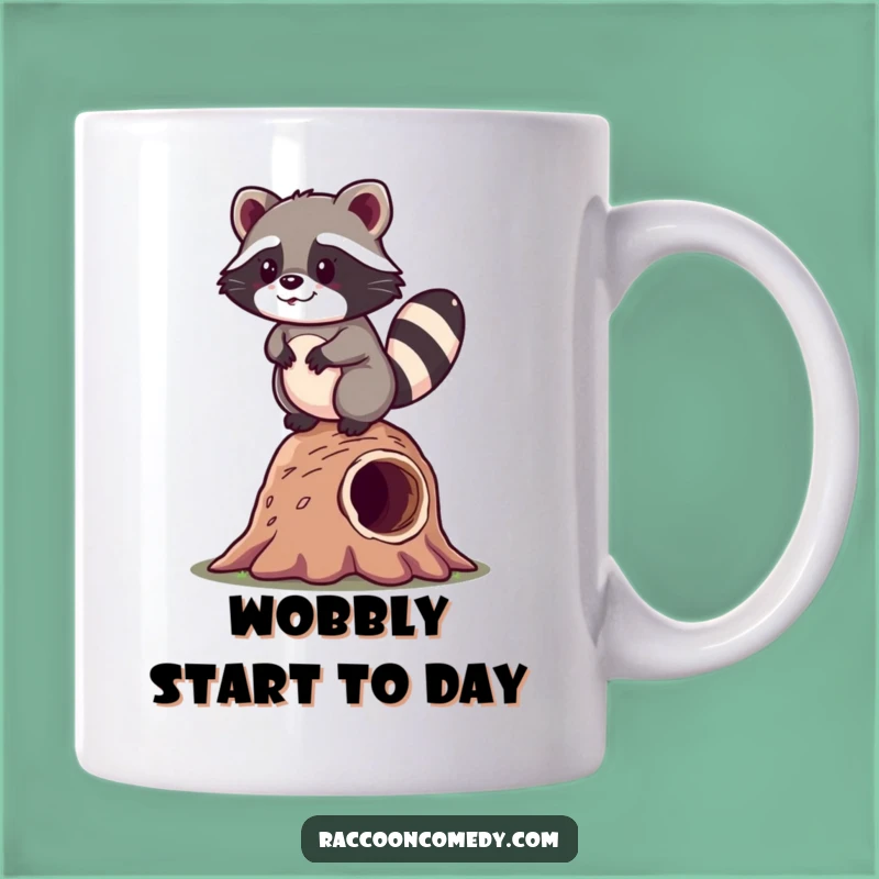 Funny Kawaii Raccoon Log Balance Mug: Hilarious Gift for Clumsy Charm Lovers and Raccoon Fans