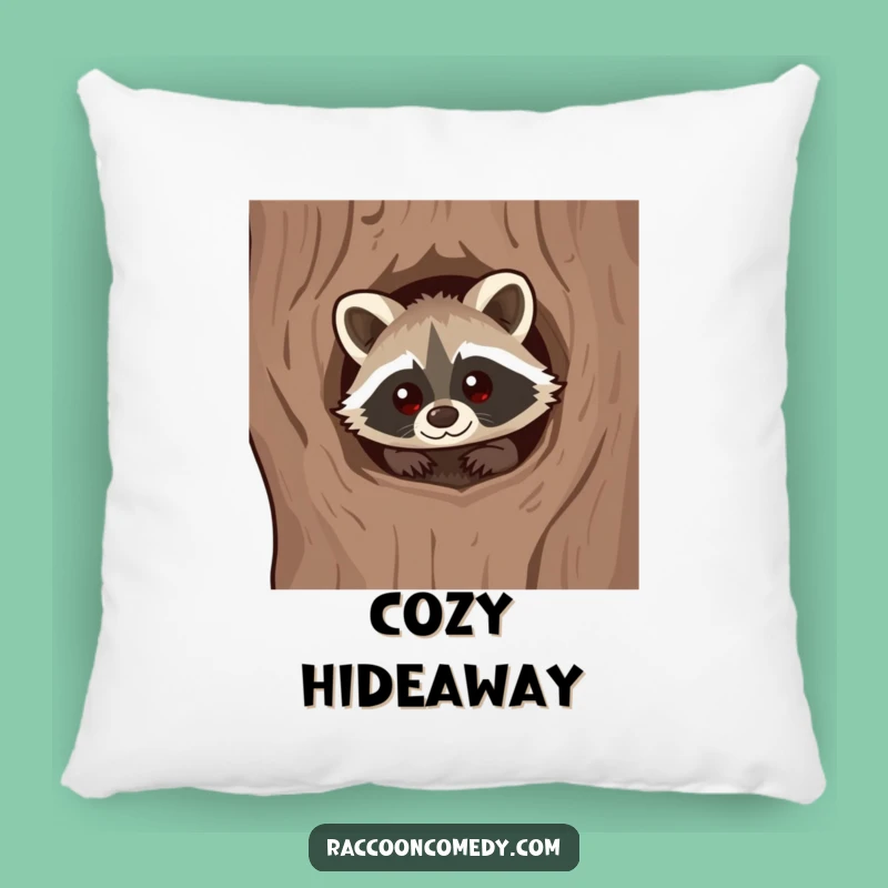 Funny Kawaii Raccoon Curious Pillow - Cute and Cozy Explorer Accent