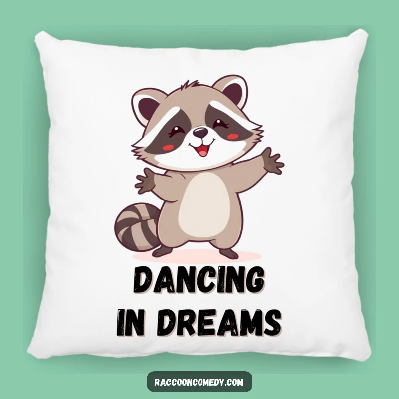 Funny Happy Raccoon Dance Pillow, Cozy Comfort for the Joyful Soul