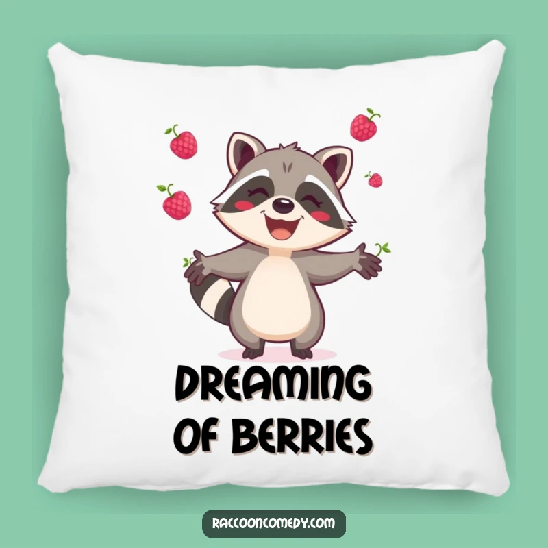 Funny Raccoon Berry Juggler Pillow: Cuddly Comfort, Joyful Accent