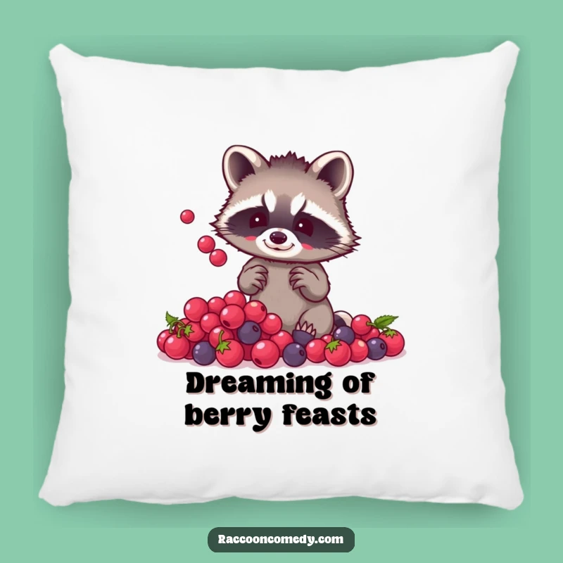 Funny Raccoon Berry Juggling Pillow: Rest on Cute and Cozy Woodland Whimsy