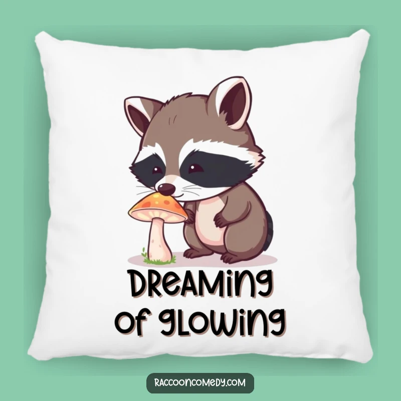 Funny Curious Raccoon Mushroom Pillow - Cozy Wonder Cushion Gift