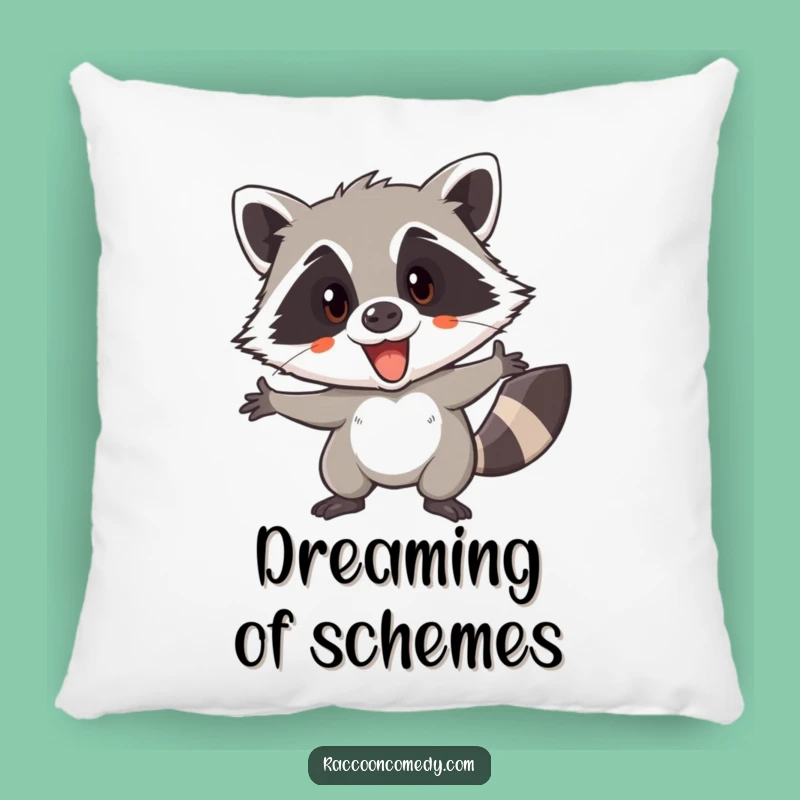 Comfy Funny Raccoon Adventure Pillow: Dream of Exciting Escapades!