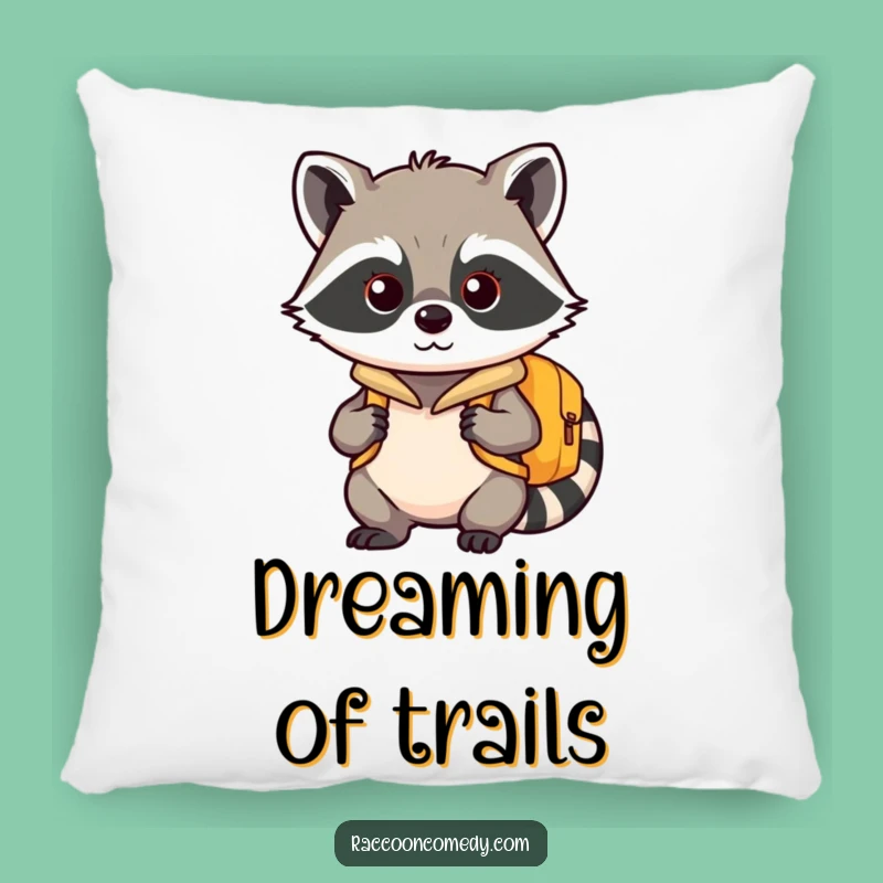 Funny Kawaii Raccoon Adventure Pillow - Cozy Travel Buddy, Perfect Funny Gift