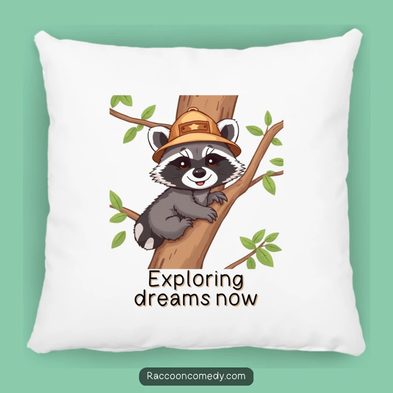 Funny Raccoon Explorer Pillow - Cozy Comfort with Adventurous Charm