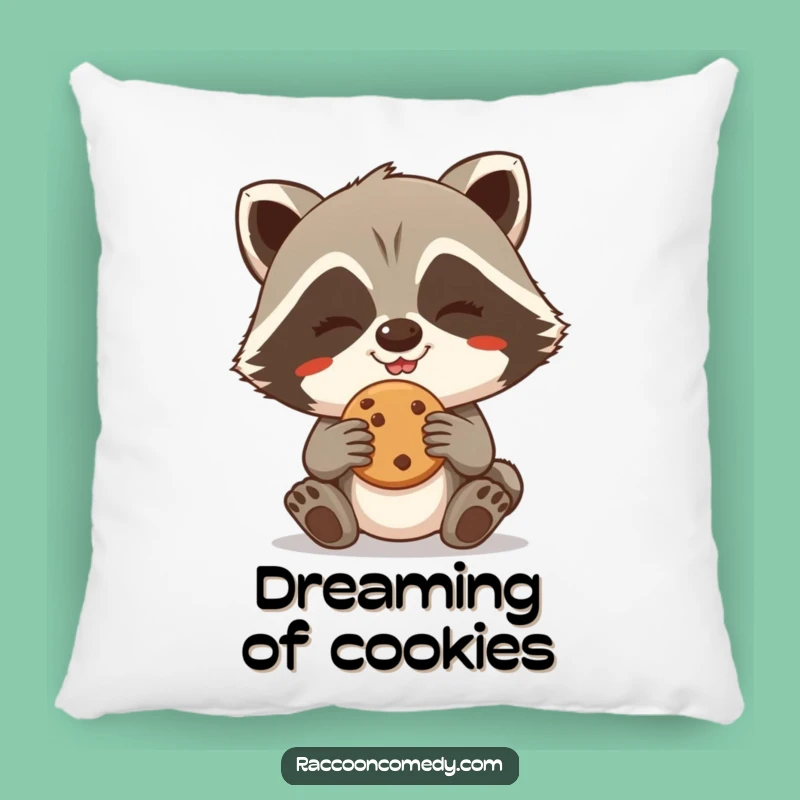 Funny Giggling Raccoon Cookie Steal Pillow - Cozy Mischief Cushion Gift
