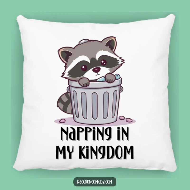 Funny Mischievous Raccoon Trash Pillow: Cozy Up with a Grinning Trash Panda