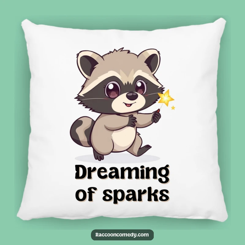 Funny Playful Raccoon Pillow, Cozy Comfort for the Magical Dreamer