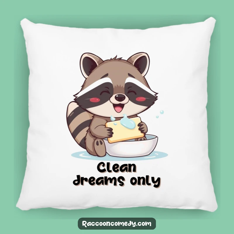 Funny Raccoon Pillow: Cuddle Up with This Hilarious Cleanliness-Themed Decor!