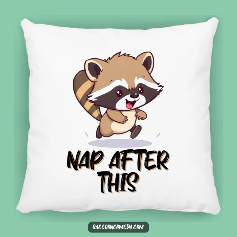 Funny Raccoon Scamper Pillow - Comfy & Full of Excitable Charm
