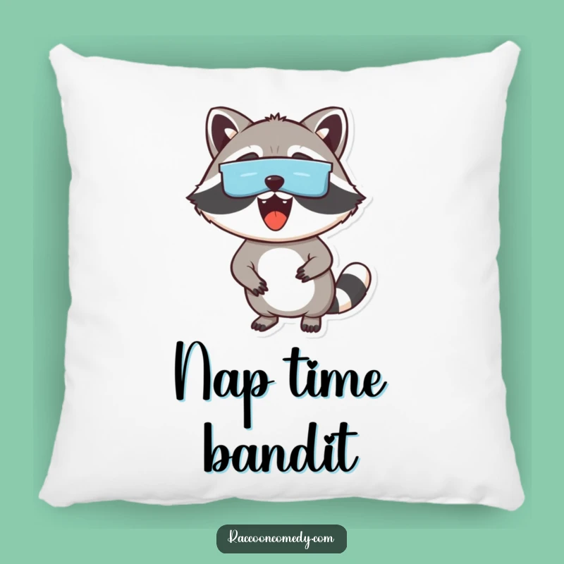 Funny Excited Raccoon Pillow: Cozy Bandit Comfort, Great Funny Gift