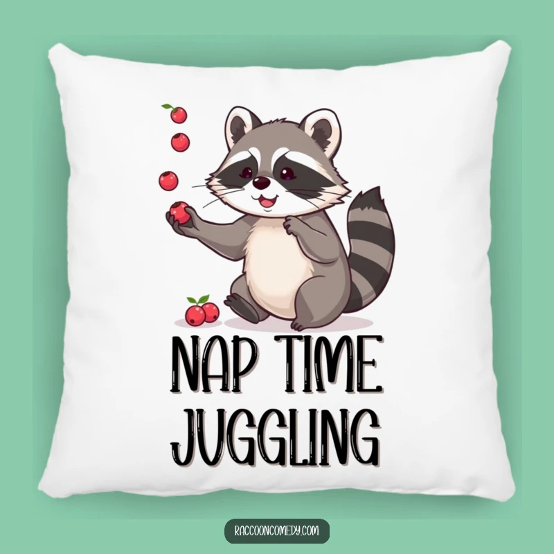 Funny Raccoon Pillow: Soft Playful Berry Juggler Cushion, Comfy and Hilarious Funny Gift