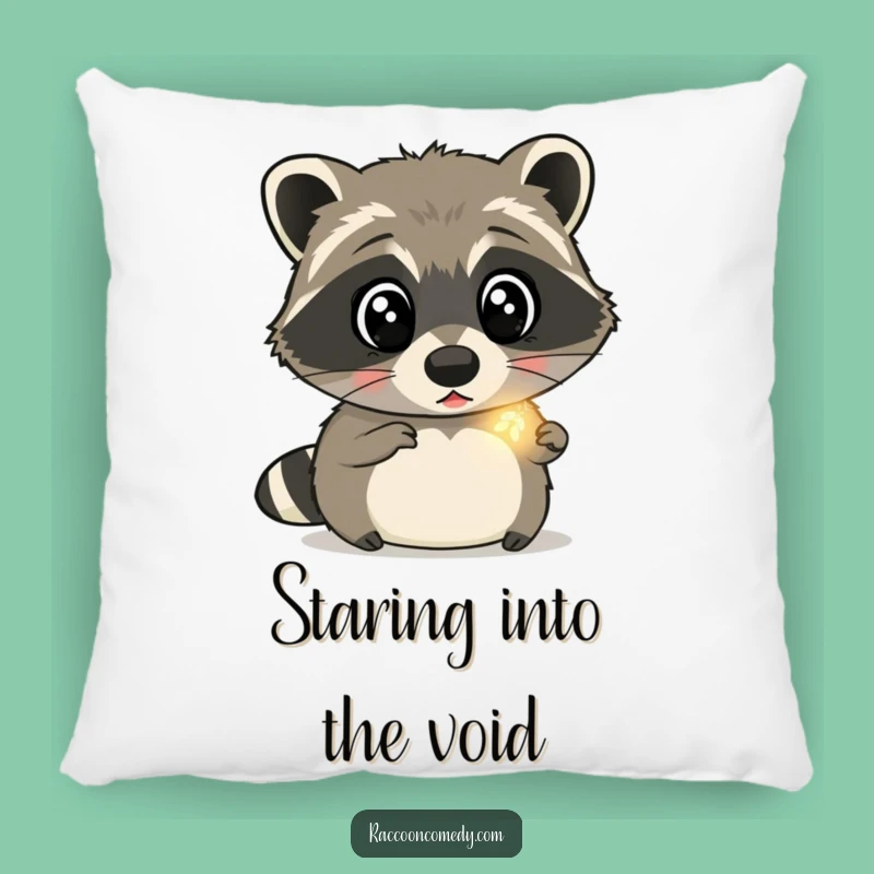 Funny Surprised Raccoon Firefly Pillow: Cozy Wonder, Adorable Funny Gift!