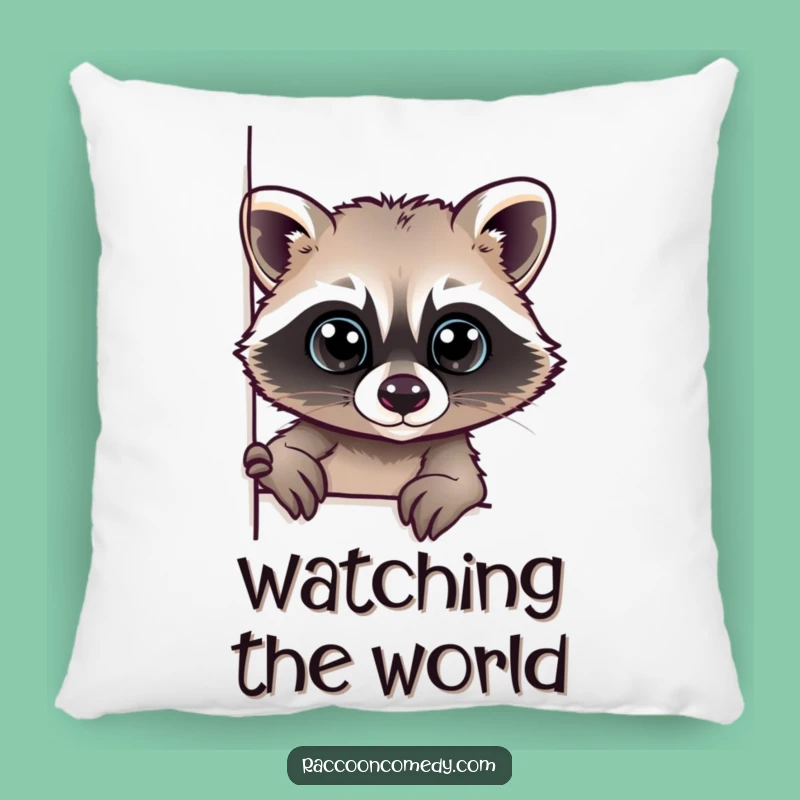Funny Raccoon Peeking Pillow: Cozy Comfort with Curious Charm