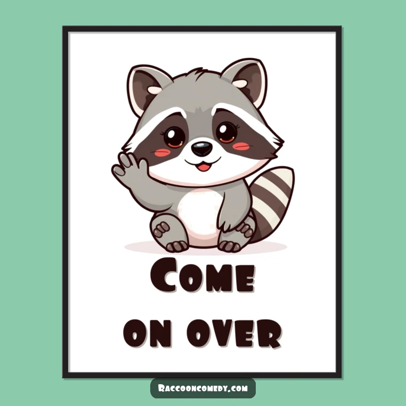Friendly Raccoon Invite Art Print: Welcome Guests with Charm!