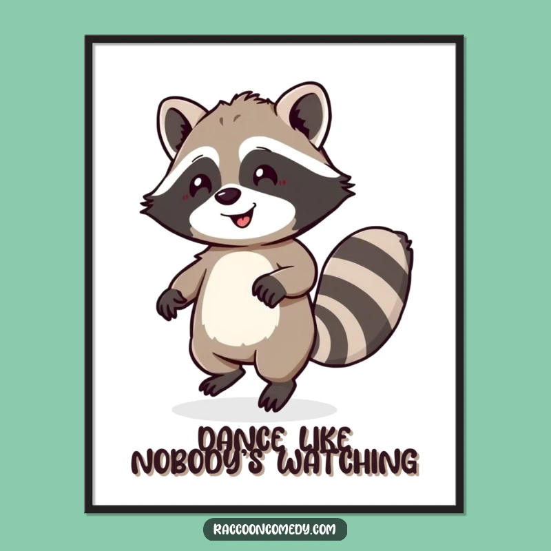 Funny Raccoon Digital Art: Happy Dancing Floof Tail Design, Instant Humorous Decor Funny Gift