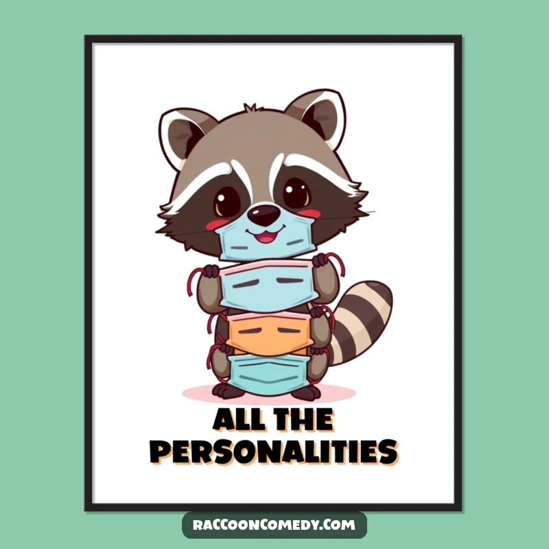 Funny Cheerful Raccoon Mask Digital Art: Instant Personality for Walls, Amazing Funny Gift!