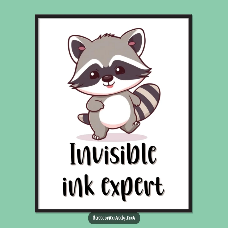 Funny Kawaii Raccoon Digital Art - Stealthy Charm, Instant Funny Gift Download